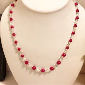 Swarovski Crystal & Pink Pearl Beaded Necklace